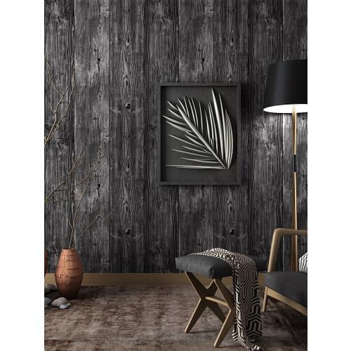 Bacaz Chinese Style Grey Embossed Wood Textue Wall paper Roll for Walls Background 3d Wood Panel Wallpaper Roll 3d Wood Stickers
