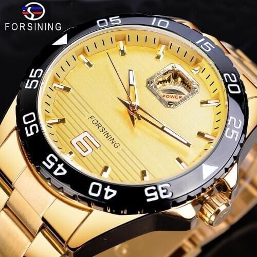 Forsining Top Brand Luxury Business Automatic Mechanical Watch Golden Stainless Steel Waterproof Luminous Hands Erkek Kol Saati