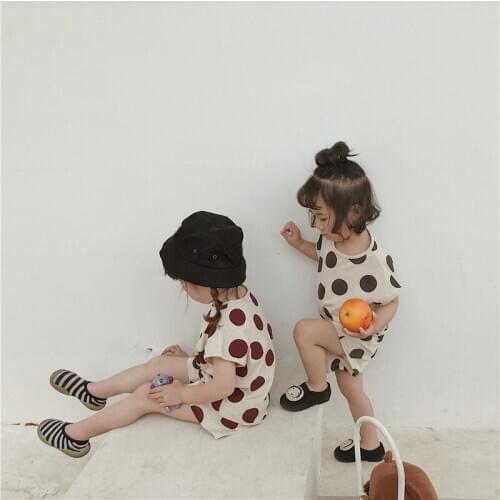 Children Clothing Set Summer Cotton Dot Short Sleeve T-Shirt + Shorts 2pcs Casual Girl Clothes Set