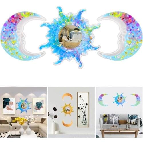DIY Epoxy Mould Sun Moon Mold Sun Moon Mirror Wall Pendant Wall Decoration Sun Moon Sun Silicone Molds