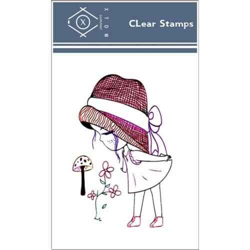 Hot sale Mushroom girl Transparent Clear Stamps / Silicone Seals Roller Stamp for DIY scrapbooking photo album/Card Making