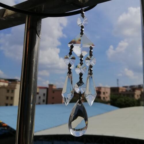 Camal 1set 5.5inch Clear Magic Crystal Chandelier Flat Waterdrop Hanging Pendant Prisms Garden Window Decor Suncatcher Ornament