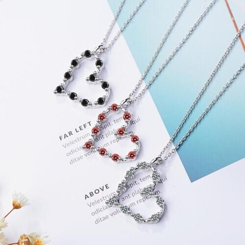 KOFSAC New Trendy 925 Silver Necklaces For Women Jewelry Exquisite Zircon Hollow Love Heart Torque Necklace Female Accessories