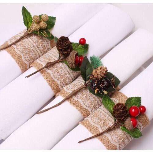 30pcs New hotel Christmas tree pine cone simulation napkin buckle napkin ring mouth cloth ring napkin ring