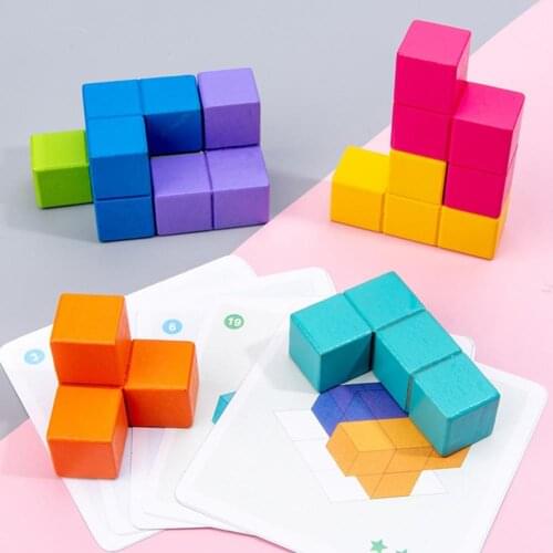 Building Blocks Children Educational Wooden Cube Building Block Assembly Set Kids Puzzle Toys Developing intelligence Hobbies