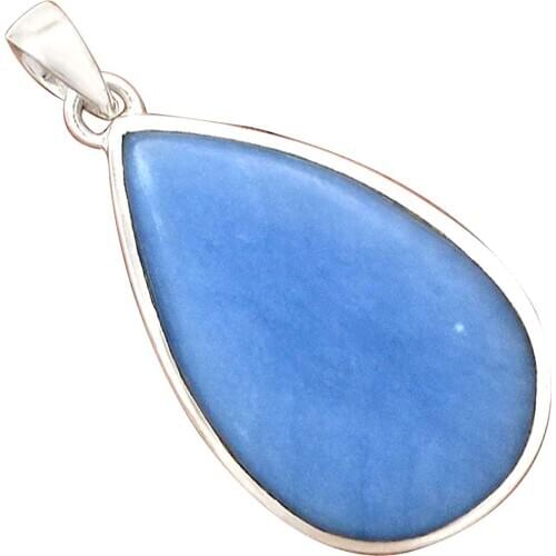 Genuine ANGELITE Pendant 925 Sterling Silver, 44 mm, AP6577