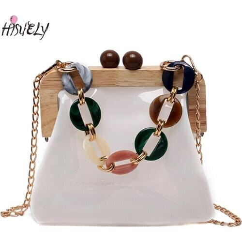 Small Chain Transparent Handbags Women Evening Totes Bag Vintage clip bags Trendy Shoulder Bag Female Purse Bolsa Feminina Q4