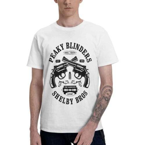 Mens Shelby Bros Movie Film T-Shirt Streetwear Peaky Blinders TV Show Tshirt Short Sleeve Cool T Shirt Homme 100% Cotton Tee