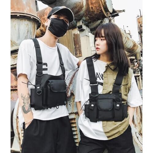 Hip-hop street multi-pocket chest bag hanging bag men vest men shoulder bag vest