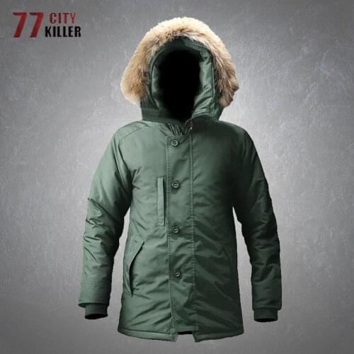 Mens Down Parkas N3B Winter Puffer Thick Warm Fur Collar Long Jackets Male Casual Multi-pocket Tactical Military Outerwear Mens