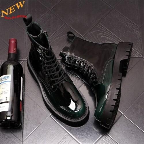 Autumn New Height Increasing Shoes Men Sneakers Leather Casual Shoes Hip Hop High Tops Martin Boots