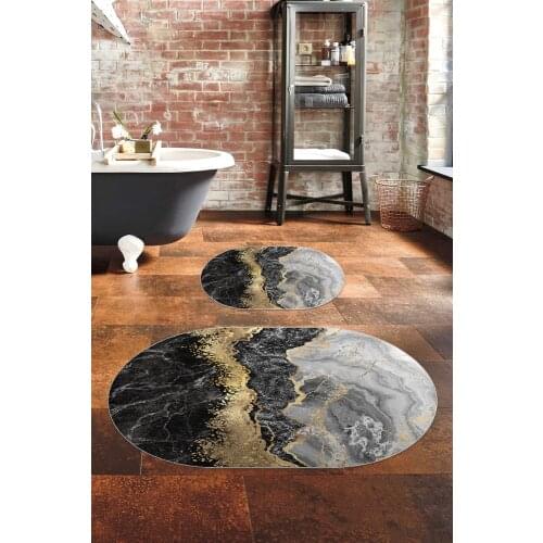 Digital Bath Mat Leather Based Oval Toilet Seat Set 2 Pieces