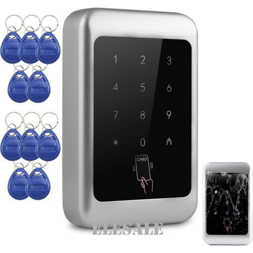 New Access Control Proximity Entry System + 10 RFID Tags Keyfobs Touch Keypad RFID Card Door Lock Opener Metal Casing