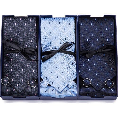 New Plaid Tie For Men Extra Long Size 145cm*7.5cm Necktie Blue Paisley Silk Jacquard Woven Neck Tie Suit Wedding Party gift box