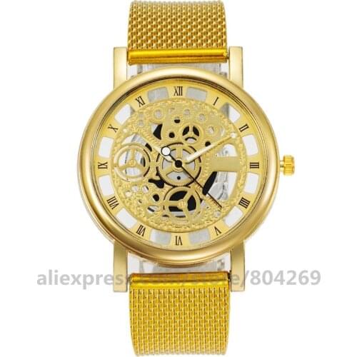 Wholesale Men PVC Casual Watch Hollow out Minimalist Watches Silver Gold Luxury Round Quartz Wristwatch