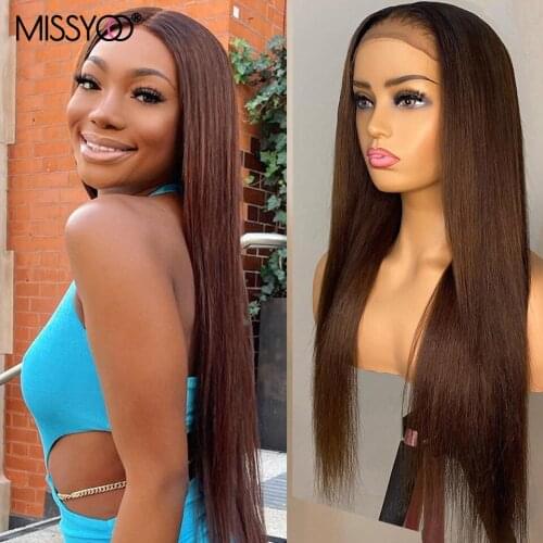 Brown Lace Front Wig Bone Straight Human Hair Wigs Brazilian 4 colored Lace Front wigs human remy hair Ginger Brown For Women