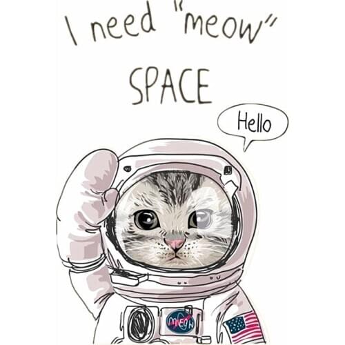 Patch Patches Iron Ons SPACE Cat Stickers for Clothes Heat Tranfer Clothing Accessories Fashion Pattern Free Shipping
