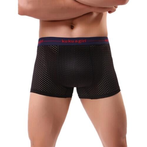 Sexy Men Underwear Boxer Shorts Breathable Ice Silk Panties U Convex Pouch Underpants Cueca Calzoncillo Ropa Plus Size L-3XL