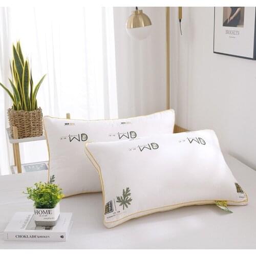 Wormwood Goose Down Pillow Bedroom Bed Pillow 48*74cm Cushion High Pillow Cervical Sleep Vertebral Pure Cotton Duvet Cover