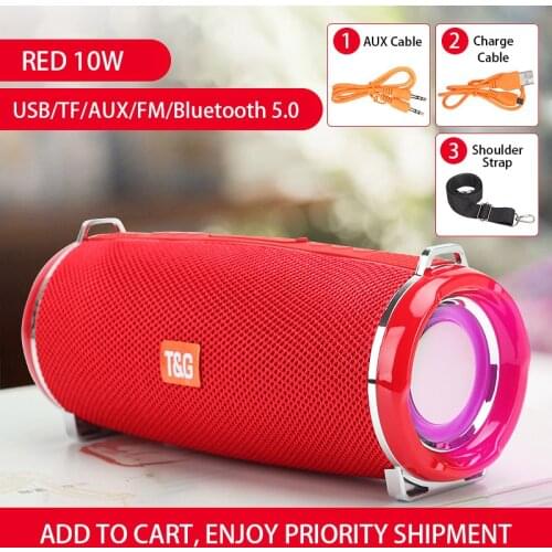 Portable Bluetooth Speaker Box Stereo High Power 10W FM Radio Music Subwoofer Boombox AUX USB Bleutooth Speakers LED Loudspeaker