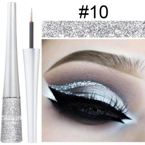 Professional Shiny Eye Liners Cosmetics for Women Pigment Silver Rose Gold Color Non-smudge Liquid Glitter Eyeliner Cheap Makeup