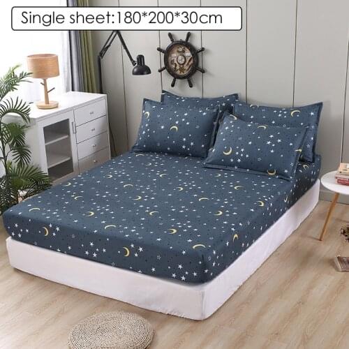 1pc Bed Sheet Blue Night Sky Reactive Prined Bed Sheets Hot Sale Pillowcase drap de lit Sheet on Elastic queen size bed sheets