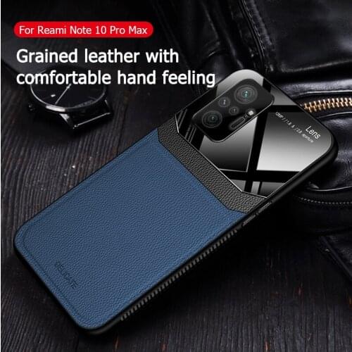 Shockproof Case For Xiaomi Mi Redmi Note 10 Pro Max Luxury Leather PU Mirror Glass Phone Back Cover For Redmi Note 10S 4G Cases