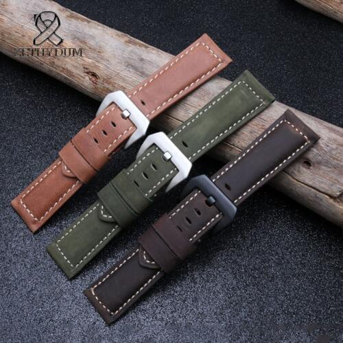 Calfskin Watch Band 20 22 24 26mm Straight End Universal Genuine Suede Leather Vintage Strap Sport Quick Release Width for Gift