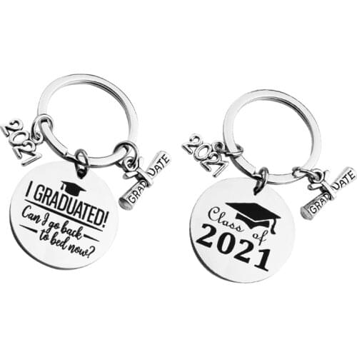 Class of 2021 Graduation Ceremony Keychain Graduated Bachelor Hat Key Ring Necklace Pendant Jewelry Bag Souvenir Gift