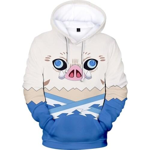 Demon Slayer Hashibira Inosuke Cosplay Hoodie Sweatshirt Pullover Coat Jacket