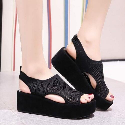 Increasing Height shoes Sandals Straps Slip-on Loafers Summer Womens Clear Heels Flat Platform Female Shoe Clogs Wedge