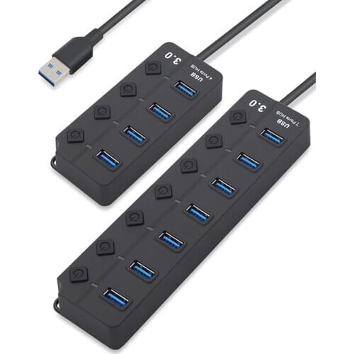 USB Hub 3.0 4 / 7 Port USB 3.0 Hub Splitter Switch with Power Adapter for MacBook Xiaomi Laptop PC Phone Charger