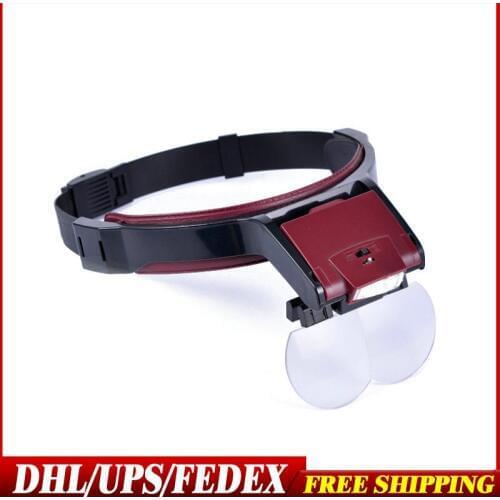 DHL 20PCS MG81001-B Helmet Magnifier With LED Lamp A Professional Repair With Light Helmet Magnifier Reading Newspaper