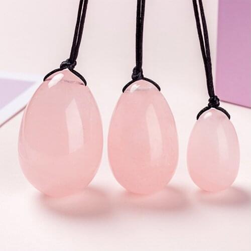 Natural Jade Rose Quartz Yoni Egg Vaginal Kegel Exerciser Vagina Muscle Firming Exercise Yoni Wand Feminine Hygiene Massage Ball