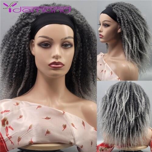 Y Demand Afro Braids Wigs Headband Kinky Curly Straight For Black Africa Women Heat Resistant Synthetic Wig
