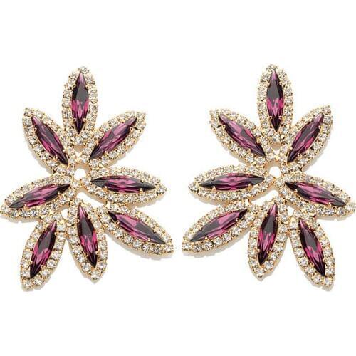 YFJEWE High Quality Vintage Leaf Shape Earrings For Women Trend Exaggerated Crystal Earrings Matching Summer Dress #E077