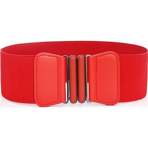 Waist Belt Fashion Waist Belts Lady Solid Stretch Elastic Wide Belt Dress Adornment For Women Waistband 7.5cm Width 64cm Long