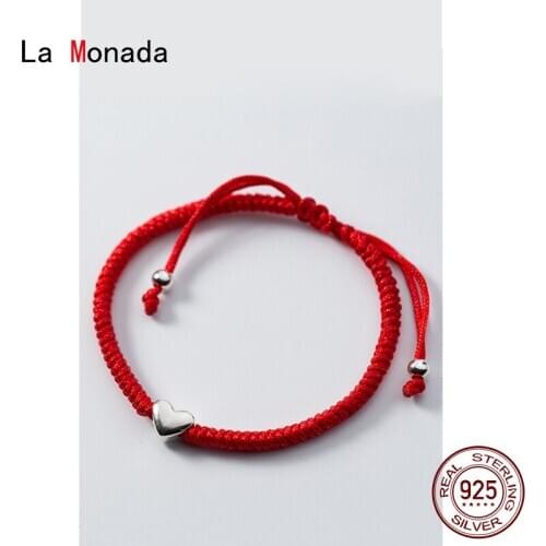 La Monada Heart Red Thread For Hand 925 Sterling Silver Bracelet Red Thread String Rope Bracelets For Women Silver 925 Sterling