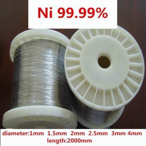 1mm 1.5mm 2mm 2.5mm 3mm 4mm diameter Ni 99.96% Pure nickel wire 2meters length nickel wire