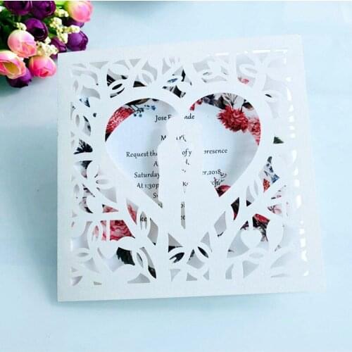 10/20Pcs Laser Cut Wedding Invitations Card Bridal Shower Decor Bride & Bridegroom Design Greeting Card Wedding Party Supplies