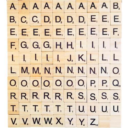 100Pcs/Set Wooden Alphabets Spelling Game Letters Crafts Educational Kids Toy Clear screen printed letters and number toys gift