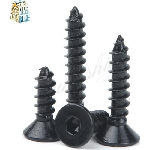 20pcs M3 M4 M5 M6 Black 8.8 High Strength Countersunk Heads Hexagon Socket Tapping Screw Flat Head Tappings Screws
