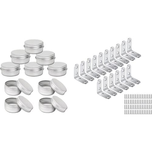 25x 15Ml Aluminium Tin Large Make Up Candle Pots & 16 Pcs Fastening Plugs Stainless Steel L Corner Shaped Braces