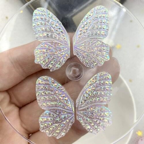 4pcs Kawaii Cute AB butterfly Flat back Resin Cabochons Scrapbooking DIY Jewelry Craft Decoration Accessorie