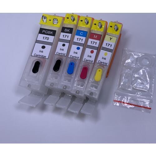 YOTAT 5pcs Refillable ink cartridge PGI-170 CLI-171 PGI-170XL CLI-171XL for Canon PIXMA MG5740 MG6840 TS5010 printer