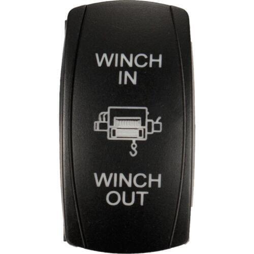 7Pin Laser Momentary Rocker Switch Winch In Winch Out 12V ON-OFF-ON LED Light blue