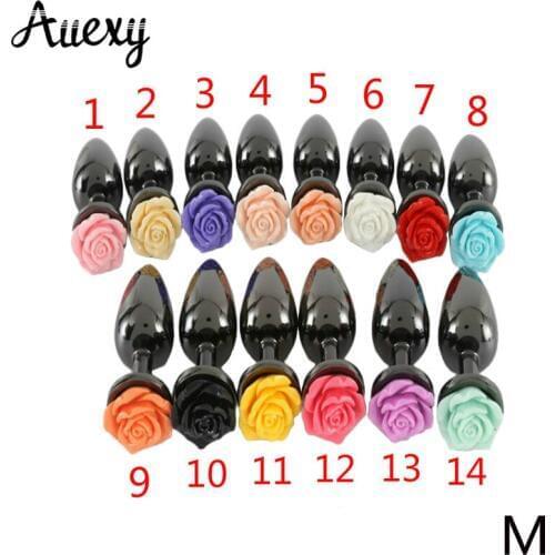 AUEXY Rose Black Big Plugue Anal Plug Metal Butt Plugs Large Adult Sex Toys for Woman Men Gay Juguetes Sexuales Erotico Buttplug