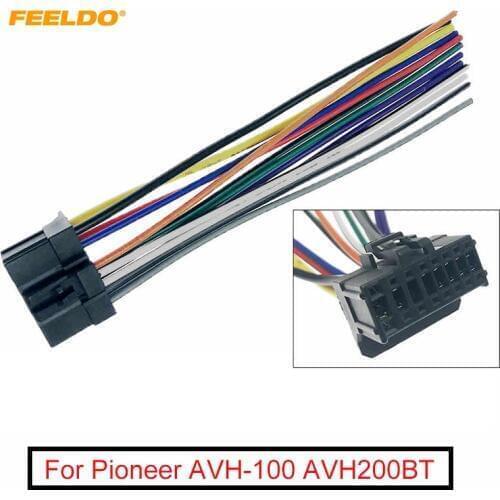FEELDO Car ISO 16Pin Harness Radio Wire Adapter for Pioneer AVH-100 AVH200BT CD Radop Wiring Connector Power Cable