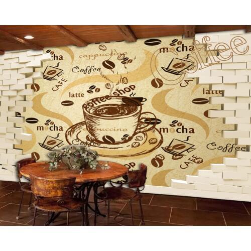 Free Shipping 3D Retro Vintage Cafe Restaurant Background Wall Painting Custom Hotel Wallpaper Kitchen Cheap Mural Best Supplier