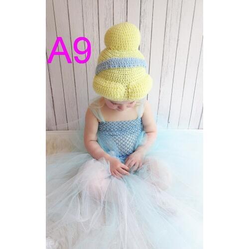 Free shipping 20pcs/lot Cinderella Crochet Hat , baby Princess Hat , Princess Crochet Hat , handmade Crochet girl Hat NB-6years